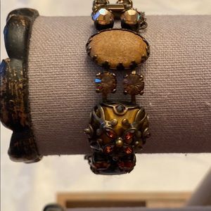 Sorrelli Crystal And Stone bracelet - antique gold